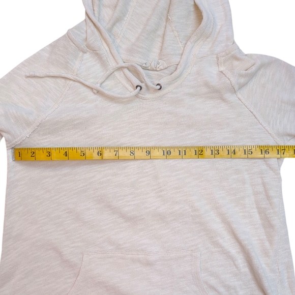 Roxy Slub Knit Hoodie, XS, Lightweight Sweatshirt Pullover, Cream, Pocket, Cozy - Picture 5 of 9